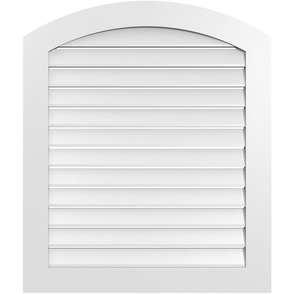 Ekena Millwork Arch Top Surface Mount PVC Gable Vent: Non-Functional, w/ 3-1/2"W x 1"P Standard Frame, 34"W x 38"H GVPAR34X3801SN - main